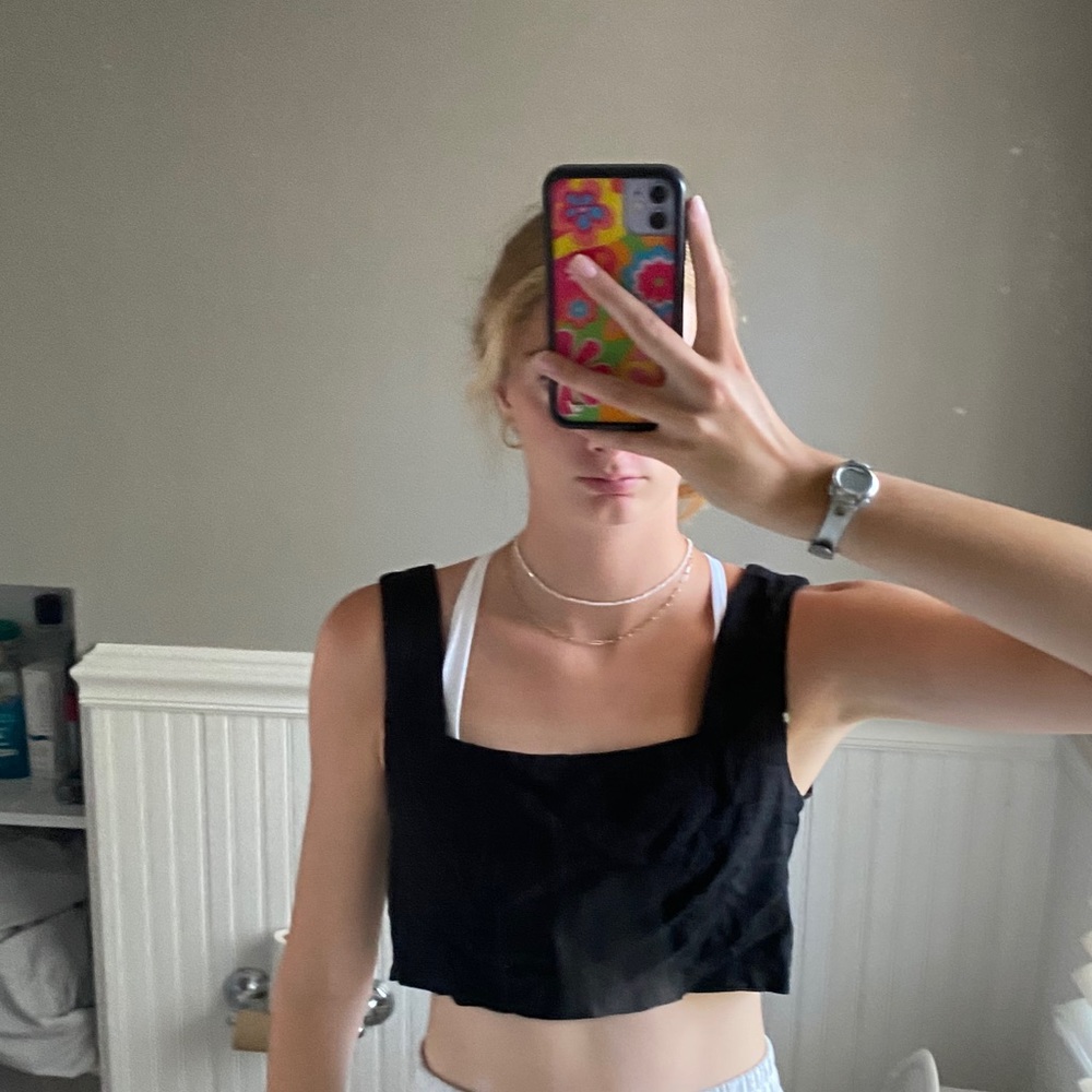 Black tie back tank top